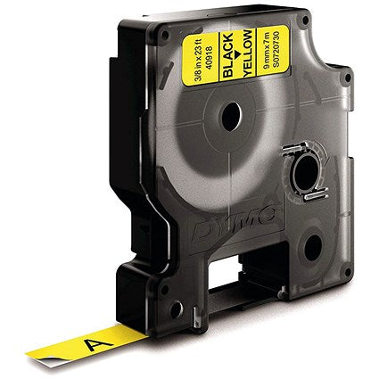 Dymo 40918 D1 Tape, Black on Yellow, 9mmx7m