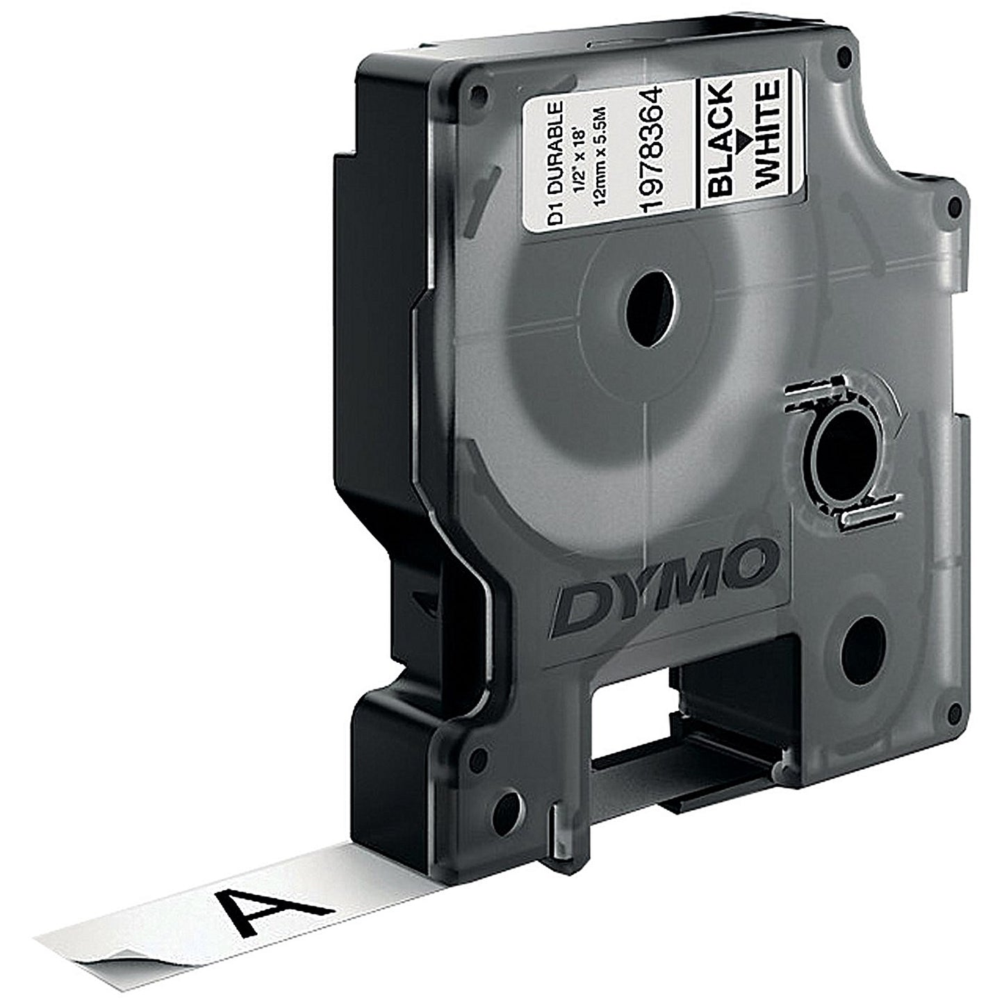 Dymo 1978364 D1 Durable Industrial Tape, Black on White, 12mmx5.5M