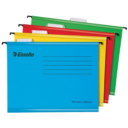 Esselte Classic Manilla Suspension Files, V Base, A4, Blue, Pack of 25