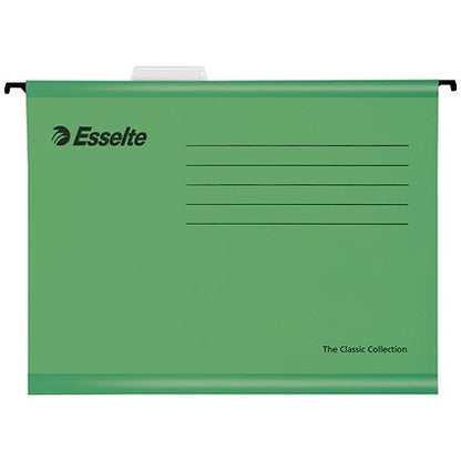 Esselte Classic Manilla Suspension Files, V Base, Foolscap, Green, Pack of 25
