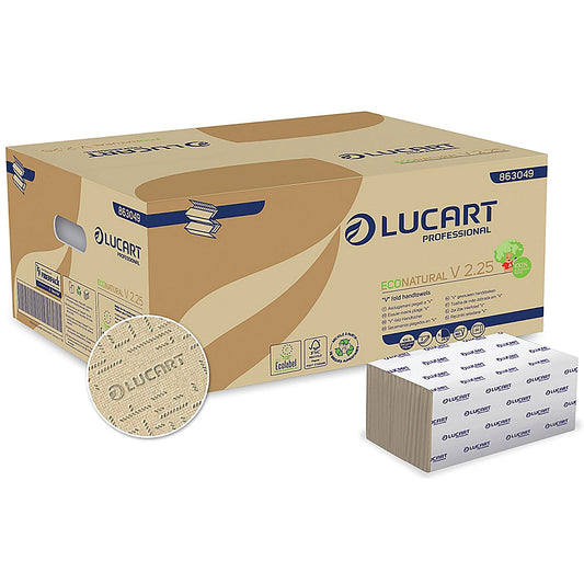 Lucart EcoNatural V-Fold Hand Towels 190 Sheets (Pack of 20)