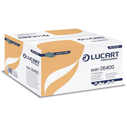 Lucart Recycled 1-Ply Hand Towels, C-Fold, Green, Pack of 2640
