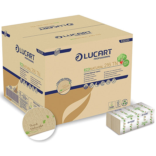 Lucart Professional EcoNatural 216TN Interfolded Napkins, 160 x 240mm, Pack of 6000 Easy2Order : ESP32324