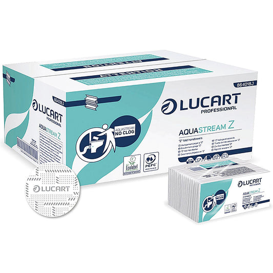Lucart Aquastream 2-Ply Z-Fold Hand Towels, Pack of 3630