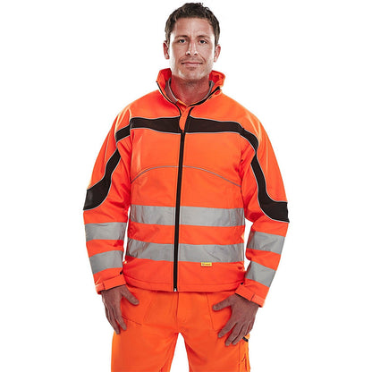 Beeswift Eton Hi-Viz Soft Shell Jacket, Orange & Black, Medium