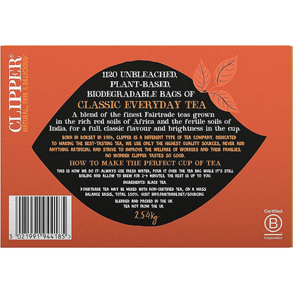 Clipper Fairtrade Everyday One Cup Tea Bags, Pack of 1120