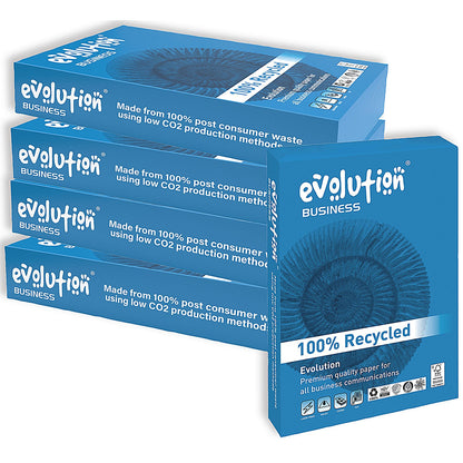 Evolution A4 Business Recycled Paper, White, 80gsm, Box (5 x 500 Sheets)