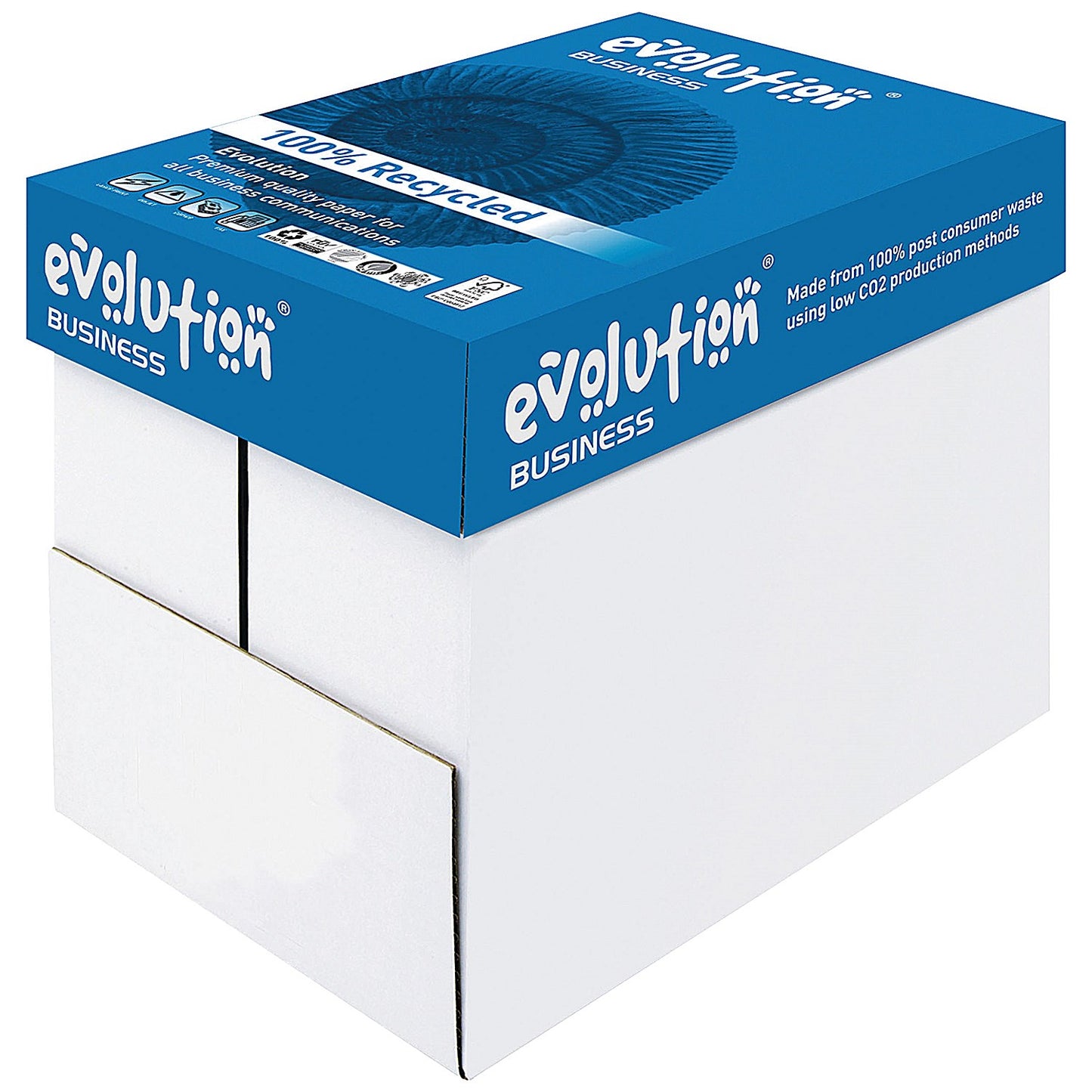Evolution A4 Business Recycled Paper, White, 80gsm, Box (5 x 500 Sheets)