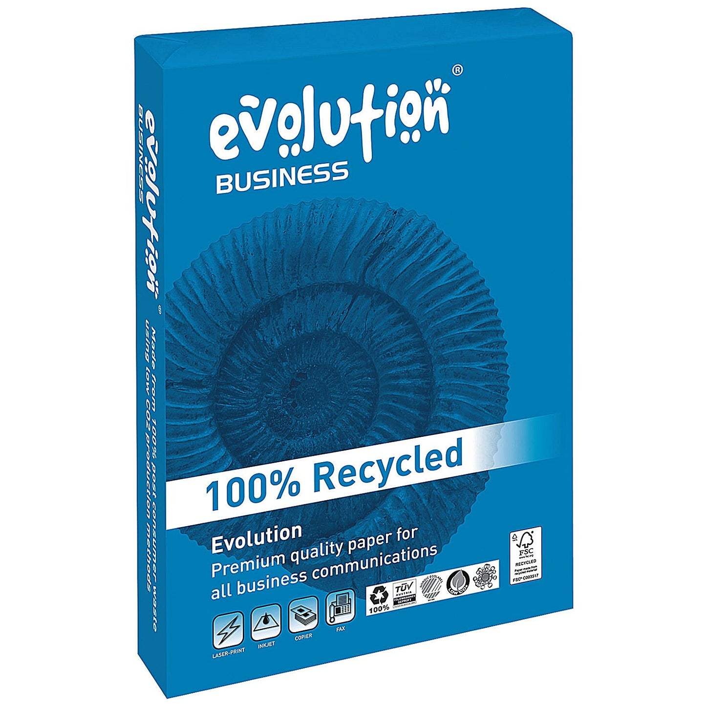 Evolution A4 Business Recycled Paper, White, 80gsm, Box (5 x 500 Sheets)