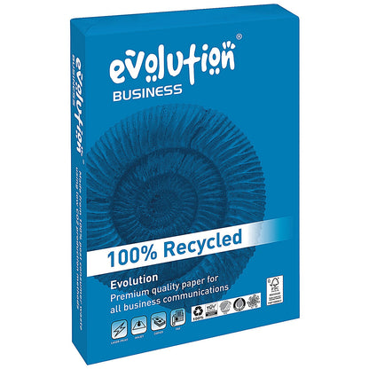 Evolution A4 Business Recycled Paper, White, 80gsm, Box (5 x 500 Sheets)