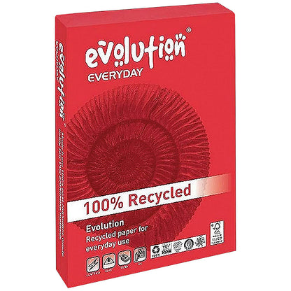 Evolution A4 Everyday Recycled Paper White, 80gsm, Box (5 x 500 Sheets)