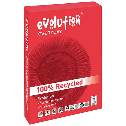 Evolution A3 Everyday Recycled Paper, White, 80gsm, Ream (500 Sheets)