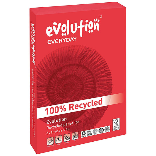 Evolution A3 Everyday Recycled Paper, White, 80gsm, Ream (500 Sheets)