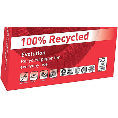 Evolution A3 Everyday Recycled Paper, White, 80gsm, Ream (500 Sheets)