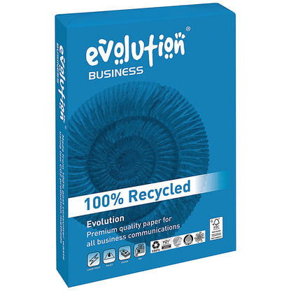 Evolution A4 Business Recycled Paper, White , 120gsm, Ream (250 Sheets)