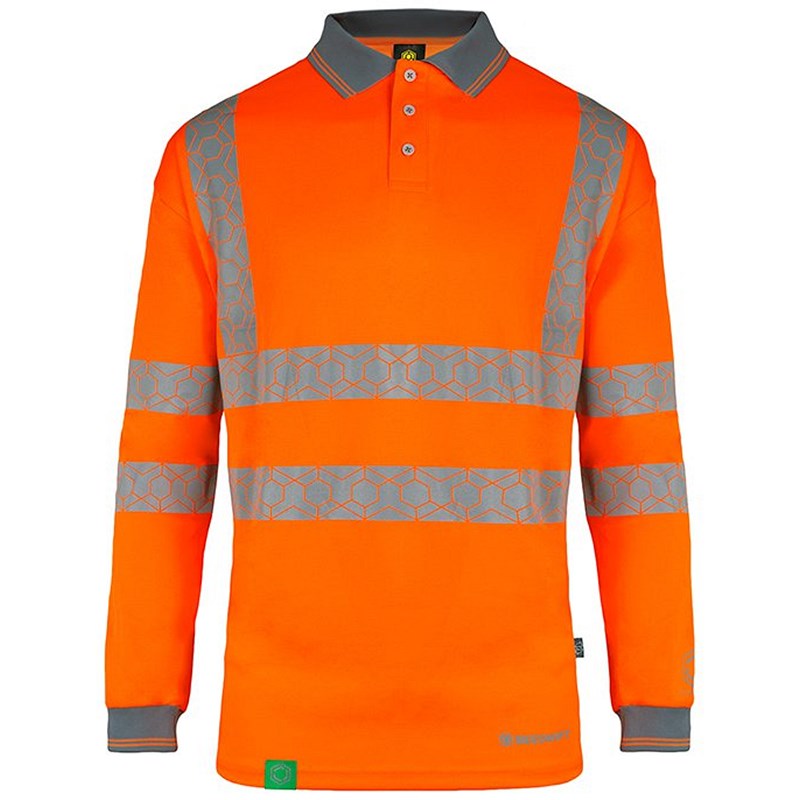 Envirowear Hi-Vis Long Sleeve Polo Shirt, Orange, 2XL Easy2Order : EWCPKLSORXXL