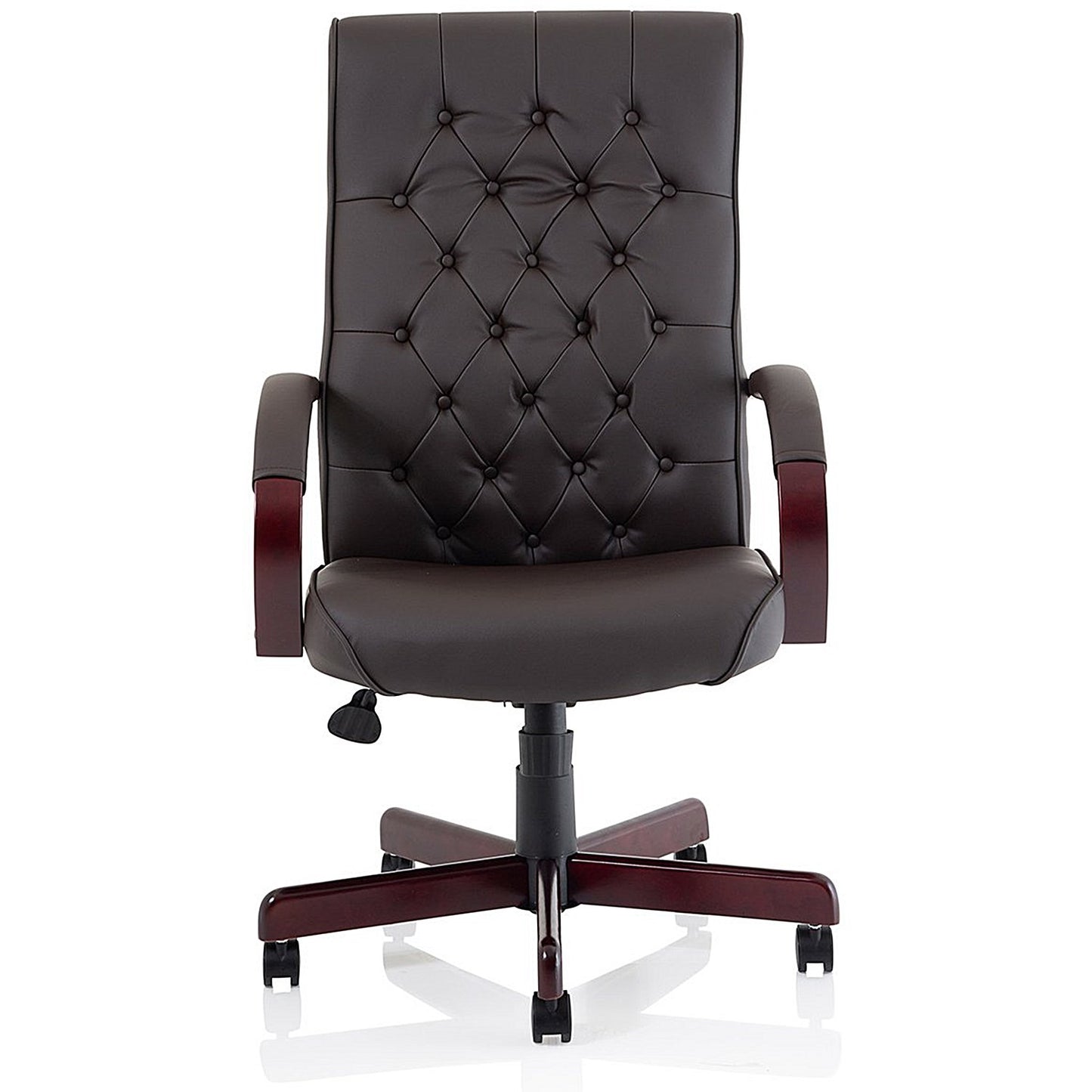Chesterfield Executive Chair, Fixed Height Arms, Brown
