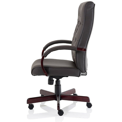Chesterfield Executive Chair, Fixed Height Arms, Brown