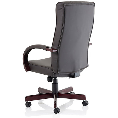 Chesterfield Executive Chair, Fixed Height Arms, Brown