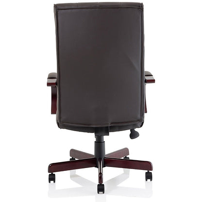 Chesterfield Executive Chair, Fixed Height Arms, Brown