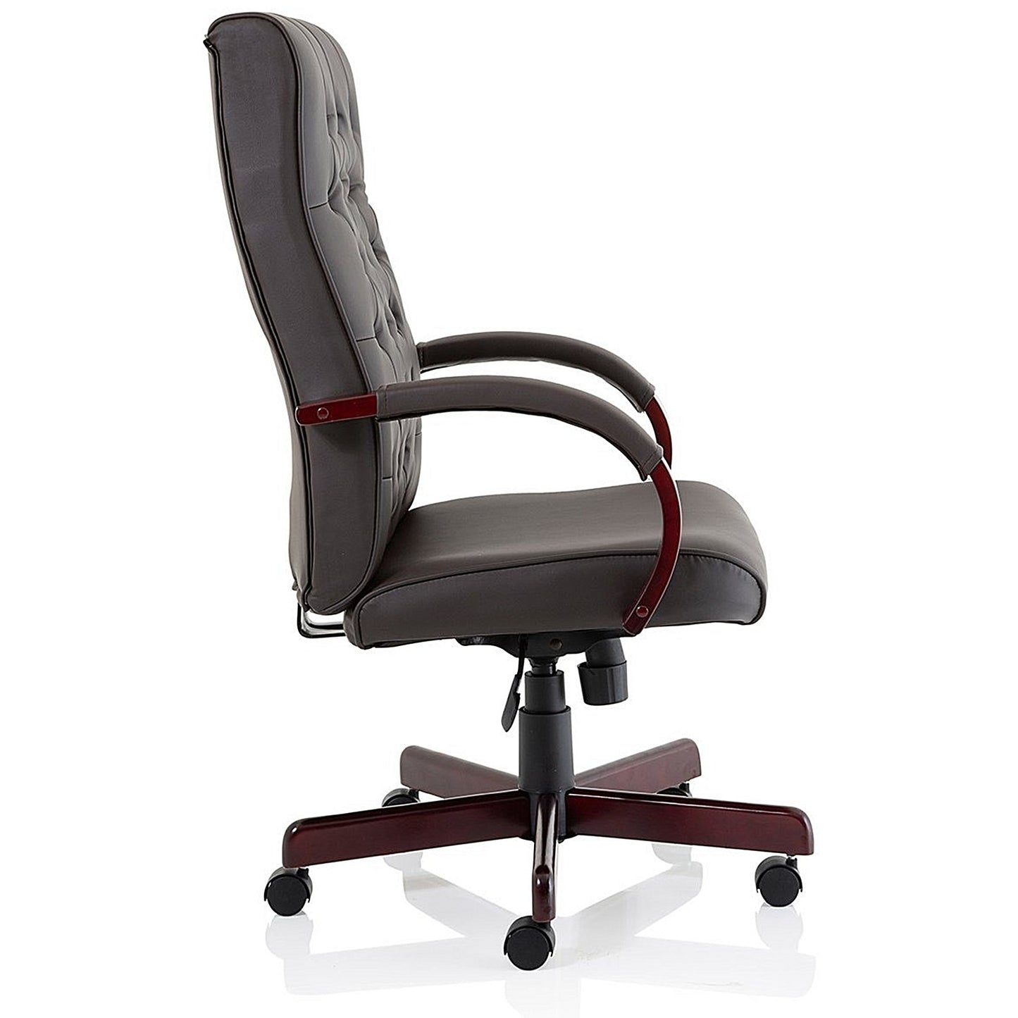 Chesterfield Executive Chair, Fixed Height Arms, Brown