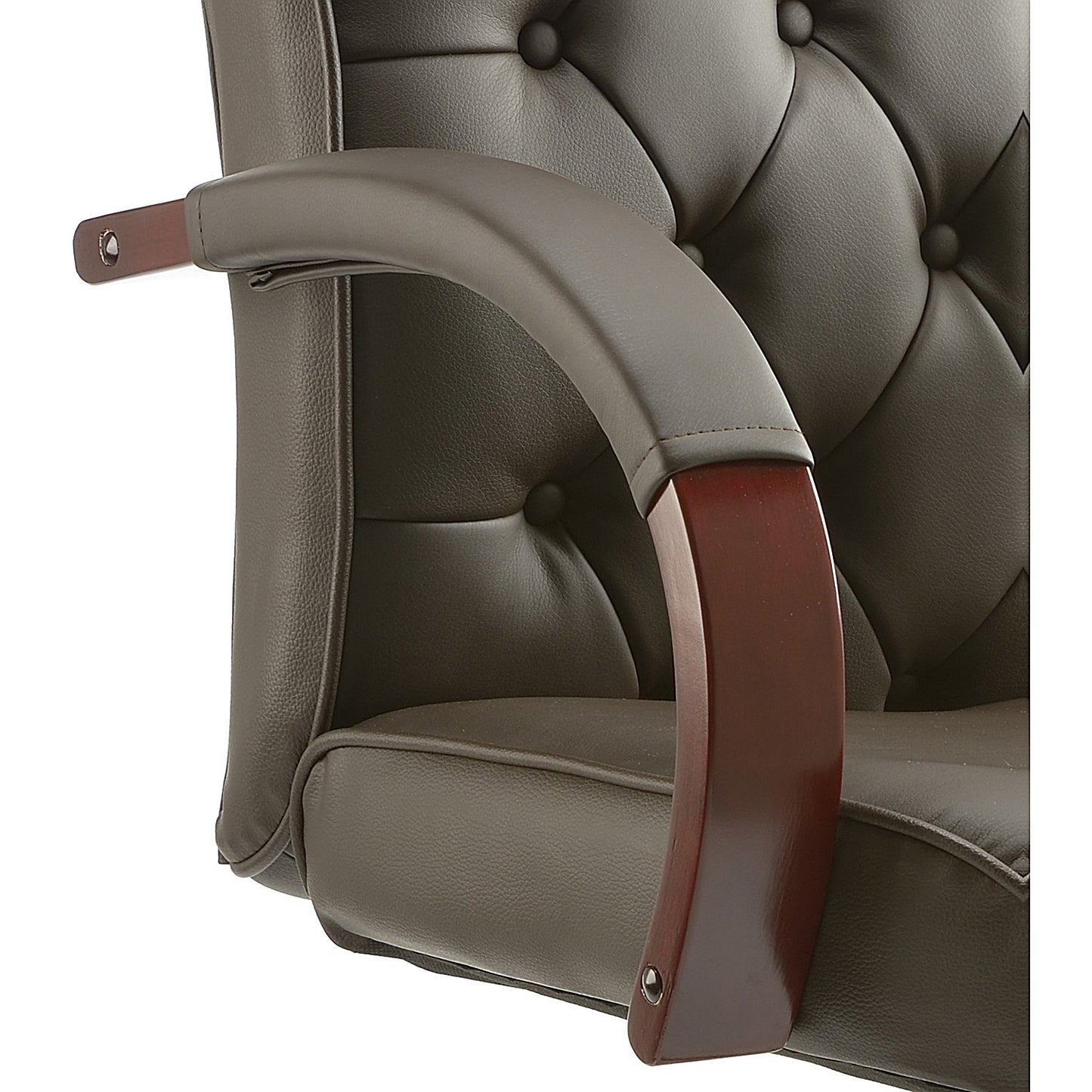 Chesterfield Executive Chair, Fixed Height Arms, Brown