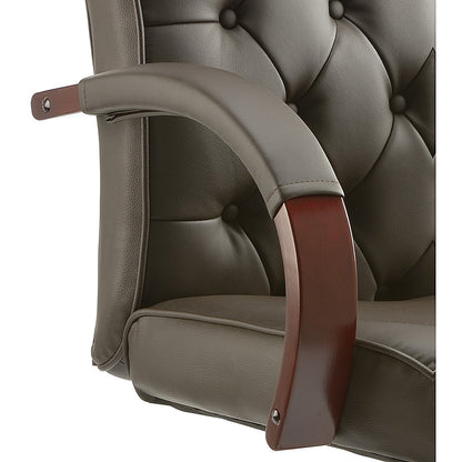 Chesterfield Executive Chair, Fixed Height Arms, Brown