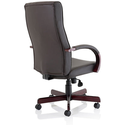 Chesterfield Executive Chair, Fixed Height Arms, Brown