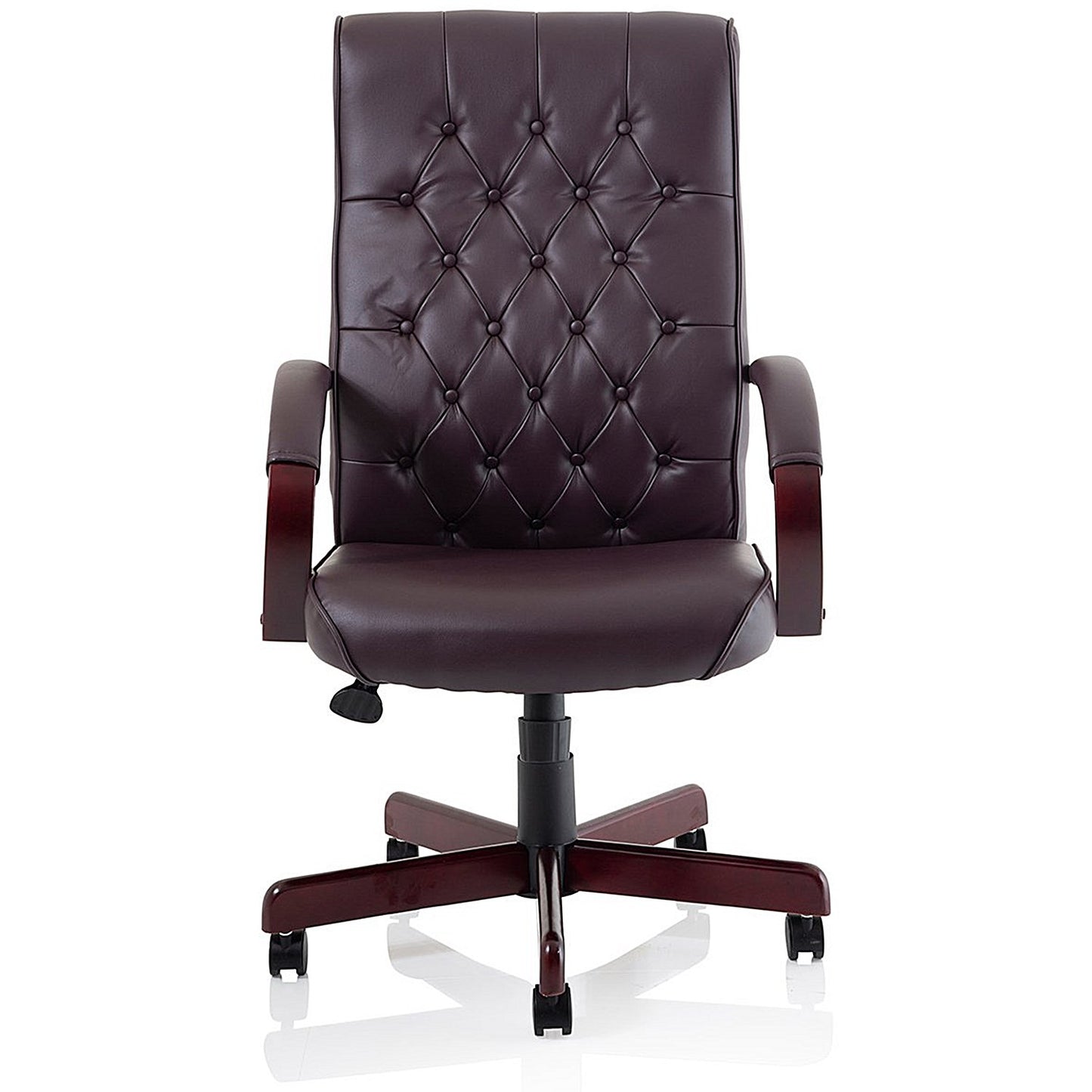 Chesterfield Executive Chair, Fixed Height Arms, Burgundy