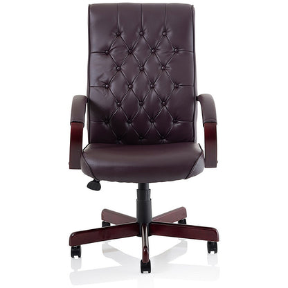 Chesterfield Executive Chair, Fixed Height Arms, Burgundy