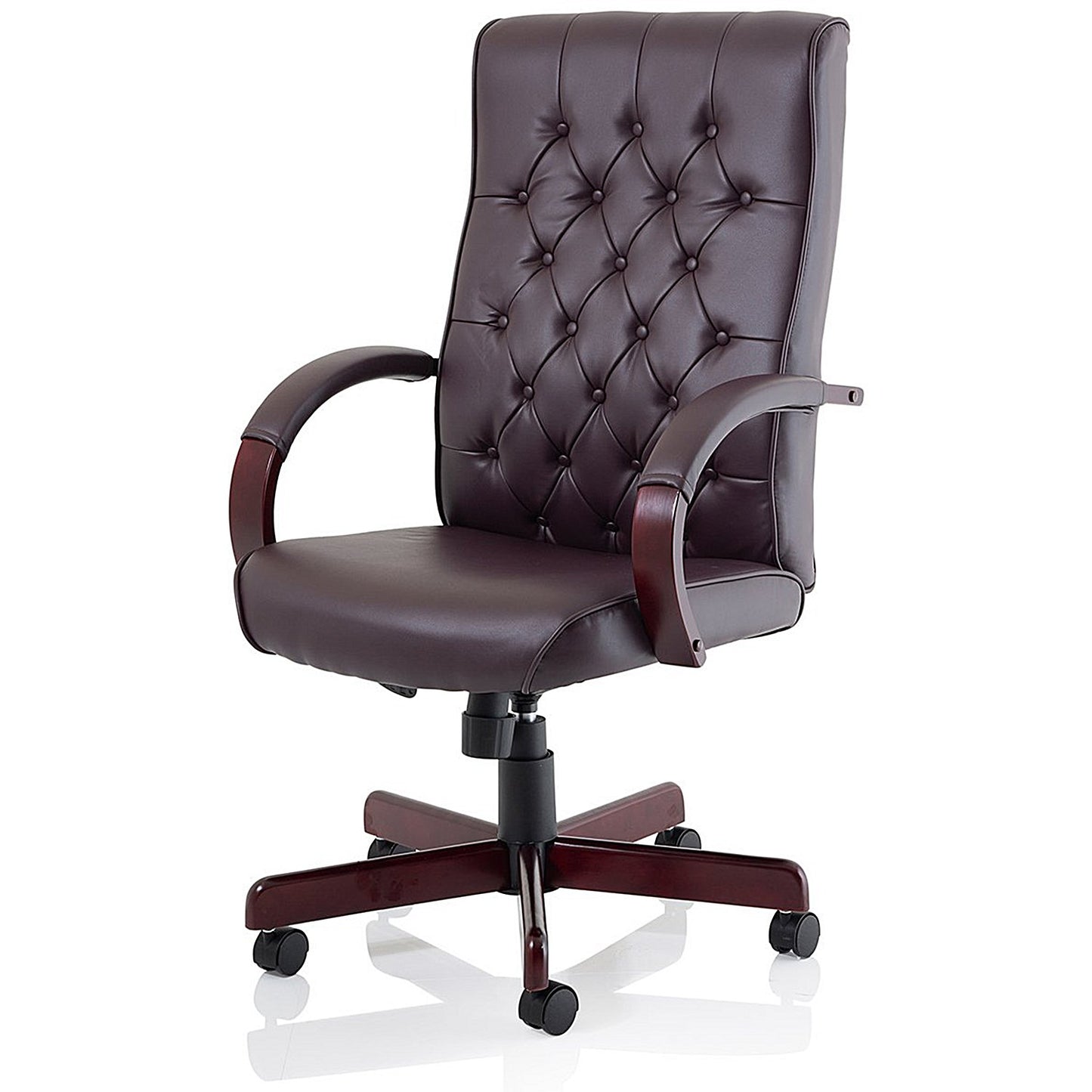 Chesterfield Executive Chair, Fixed Height Arms, Burgundy
