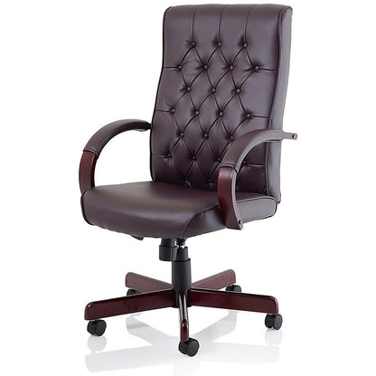 Chesterfield Executive Chair, Fixed Height Arms, Burgundy
