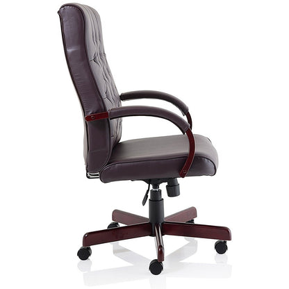 Chesterfield Executive Chair, Fixed Height Arms, Burgundy