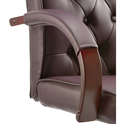 Chesterfield Executive Chair, Fixed Height Arms, Burgundy