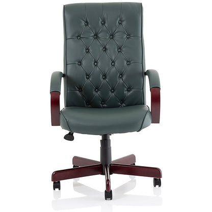 Chesterfield Executive Chair, Fixed Height Arms, Green