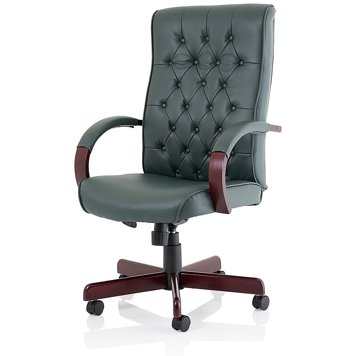 Chesterfield Executive Chair, Fixed Height Arms, Green