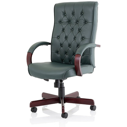 Chesterfield Executive Chair, Fixed Height Arms, Green