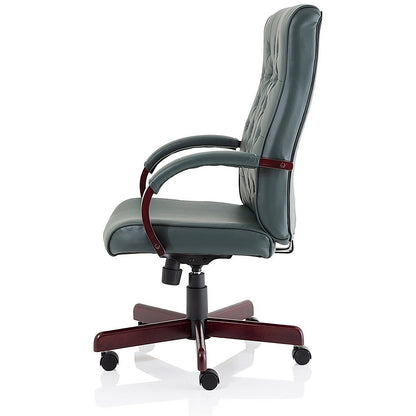 Chesterfield Executive Chair, Fixed Height Arms, Green