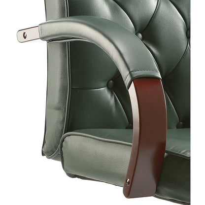 Chesterfield Executive Chair, Fixed Height Arms, Green