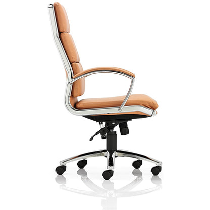 Classic High Back Executive Chair, Fixed Height Arms, Tan