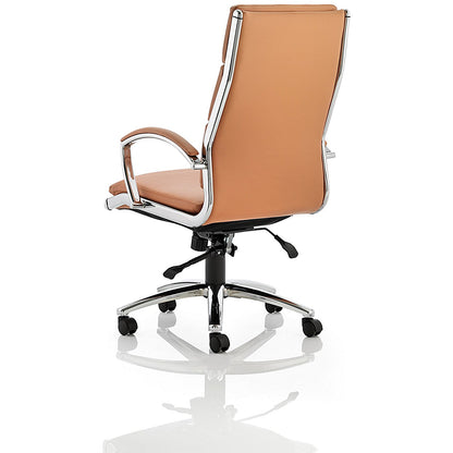 Classic High Back Executive Chair, Fixed Height Arms, Tan