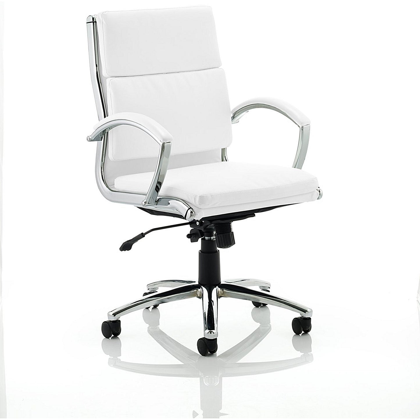 Classic Medium Back Executive Chair, Fixed Height Arms, White
