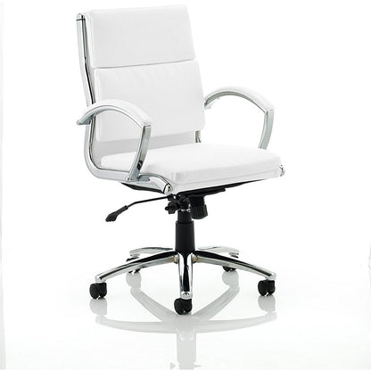 Classic Medium Back Executive Chair, Fixed Height Arms, White