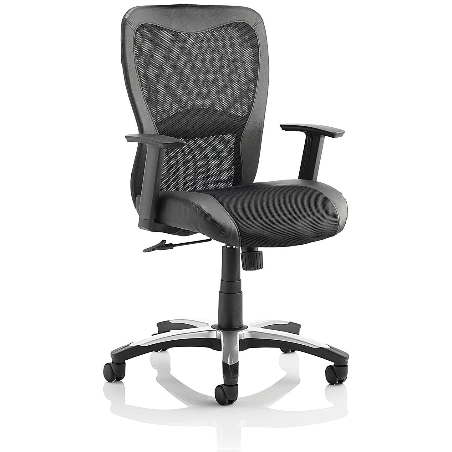 Victor Leather & Mesh Executive Chair, Height Adjustable Arms, Black