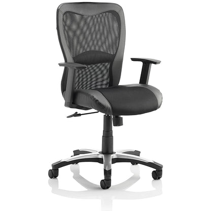 Victor Leather & Mesh Executive Chair, Height Adjustable Arms, Black