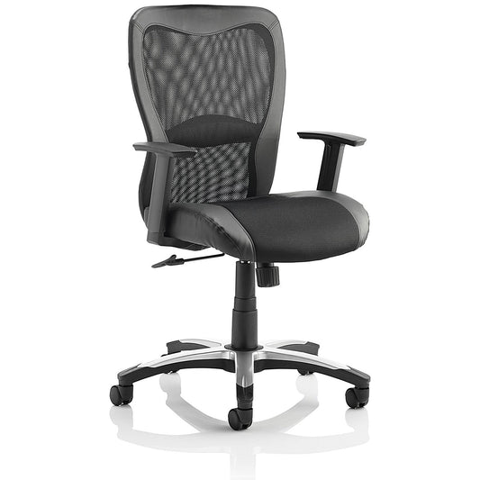 Victor Leather & Mesh Executive Chair, Height Adjustable Arms, Black