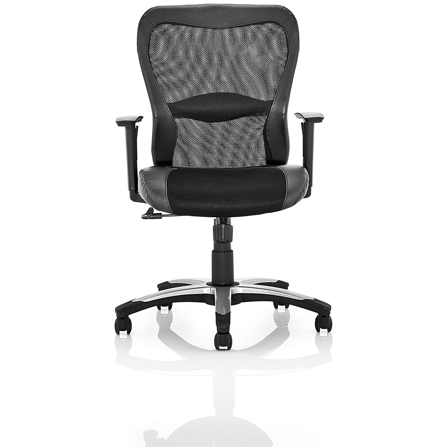 Victor Leather & Mesh Executive Chair, Height Adjustable Arms, Black