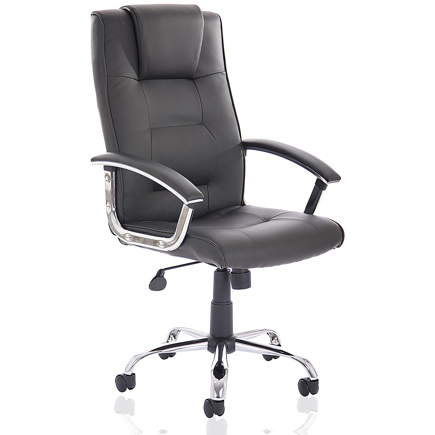 Thrift Executive Chair, Fixed Height Arms, Black