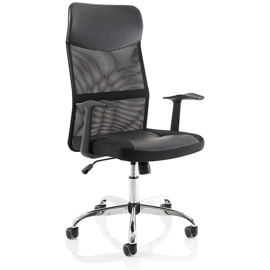 Vegalite Executive Mesh Chair, Fixed Height Arms, Black