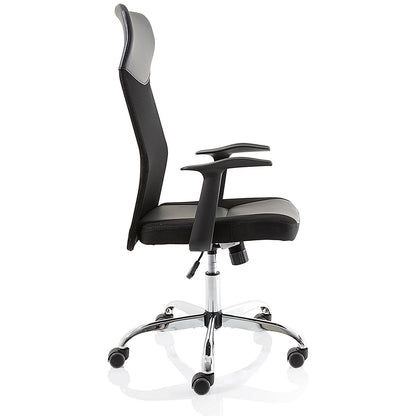 Vegalite Executive Mesh Chair, Fixed Height Arms, Black